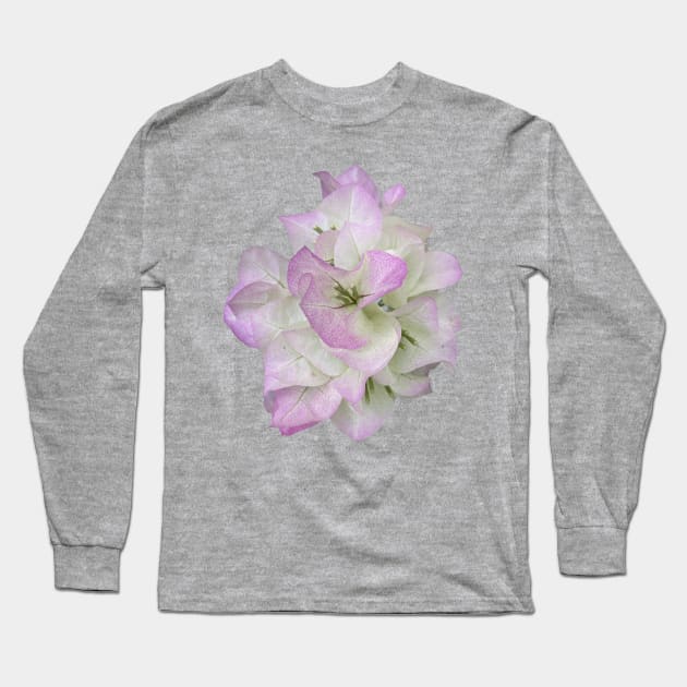 White and Lavender Bougainvillea Flower Long Sleeve T-Shirt by Sparkleweather